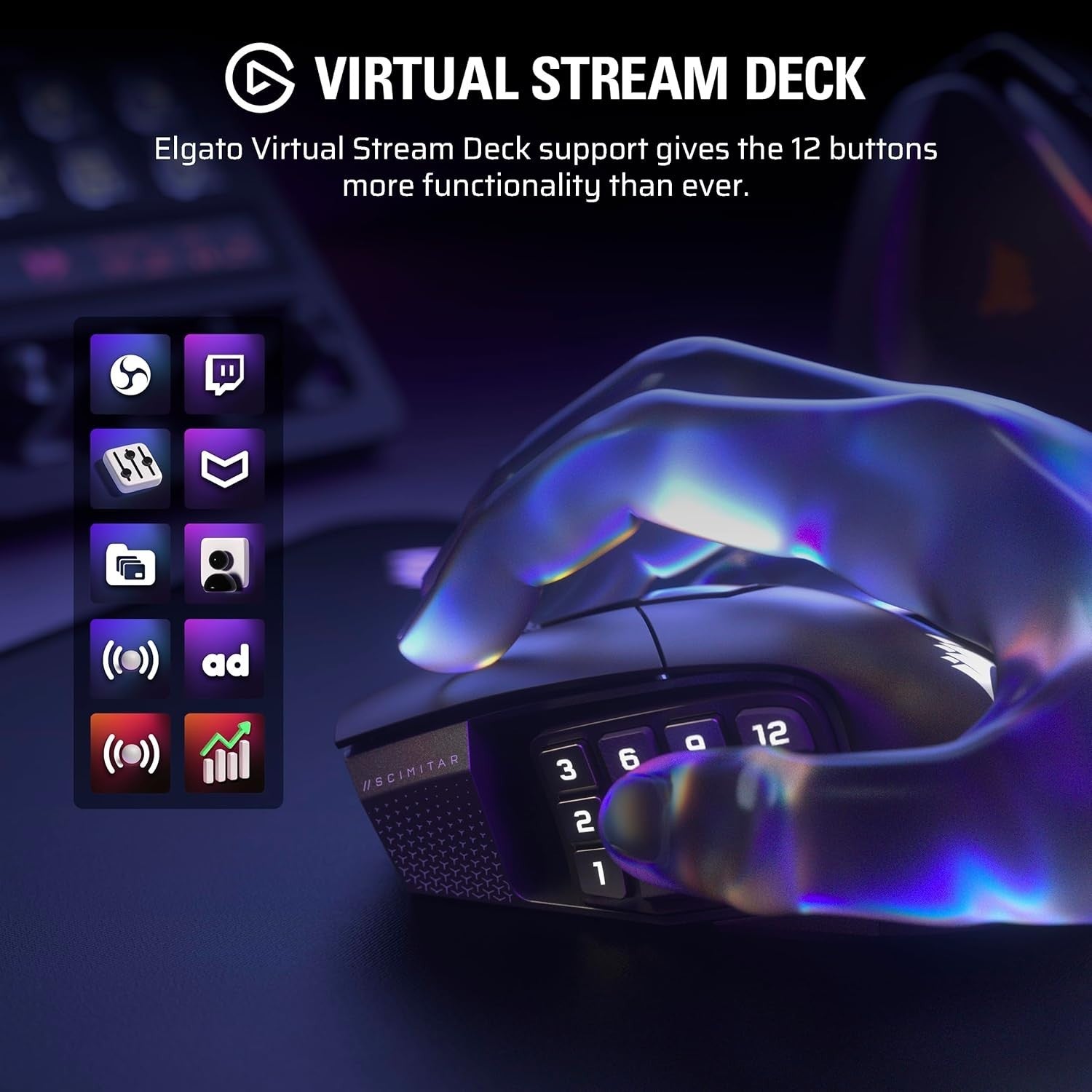 Wireless MMO Gaming Mouse 33K DPI 16 Buttons 150H Battery