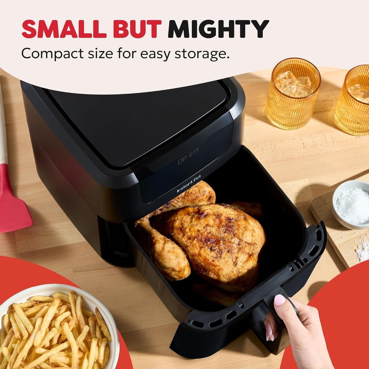 5L Digital Air Fryer Compact Window Rapid Cook 4-in-1 Bake Reheat Dehydrate