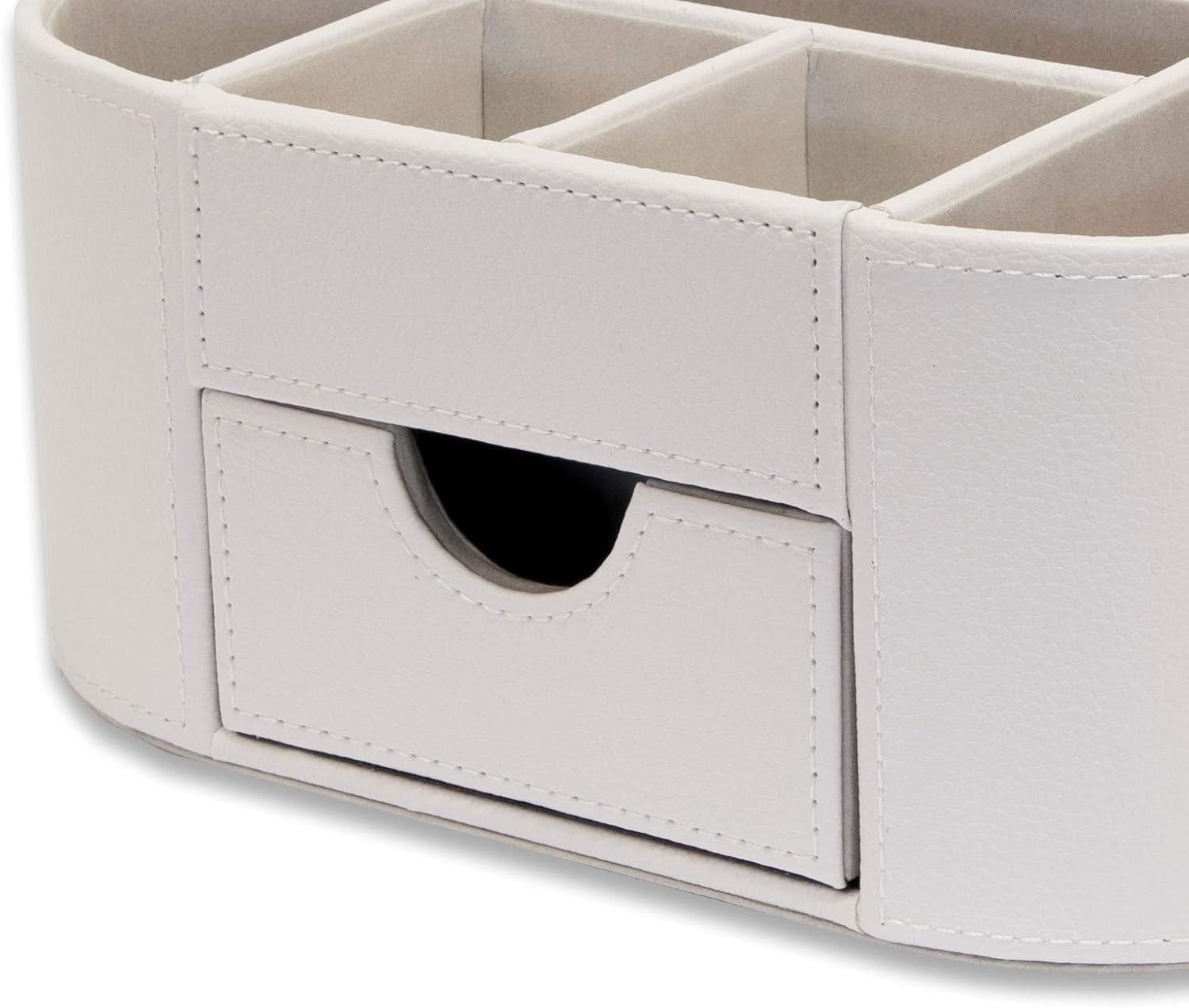 Faux Leather Desk Organiser with Drawer 6 Compartments Office Tidy