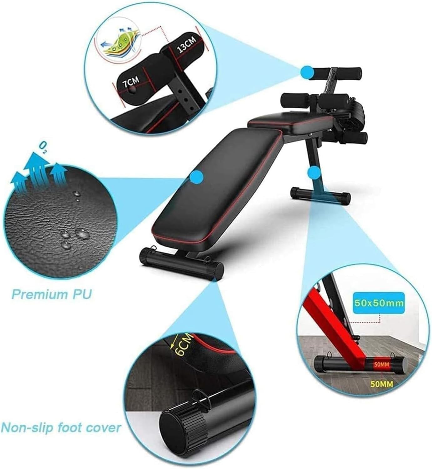 Multi-Function Ab Workout Bench 200kg Incline Decline Leg Extension Home Gym