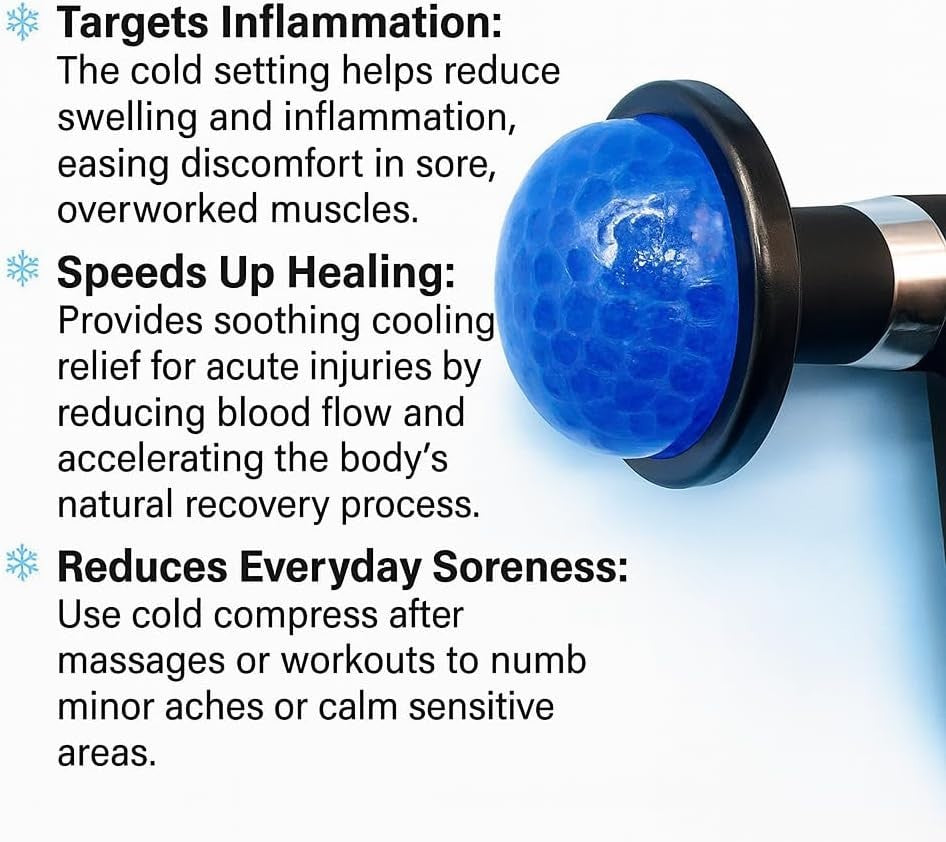 Deep Tissue Massage Gun Heated Hot Cold Percussion 6 Heads Long Handle