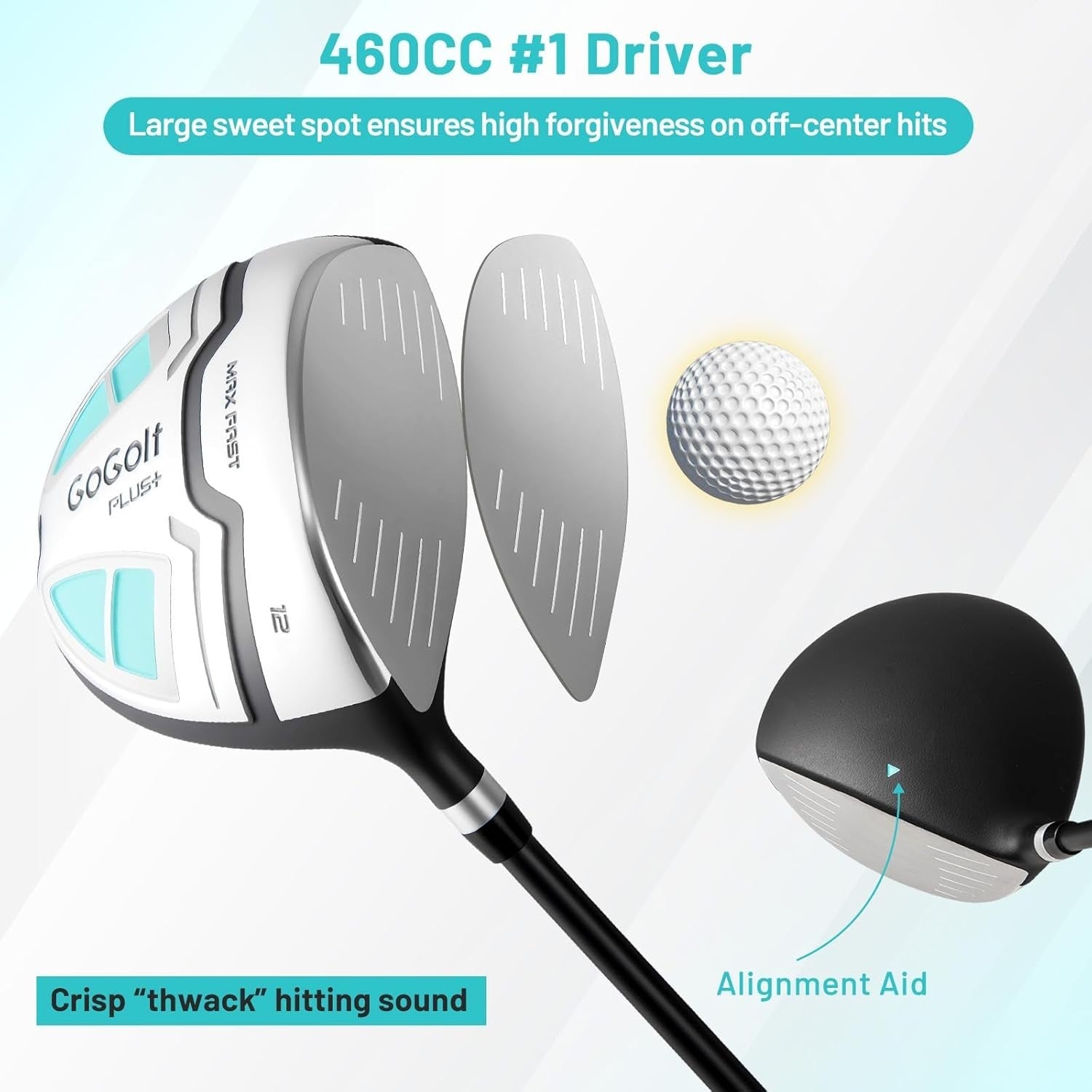 Right Hand Golf Club Set 12pc 460cc Driver Fairway Hybrid Irons Stand Bag