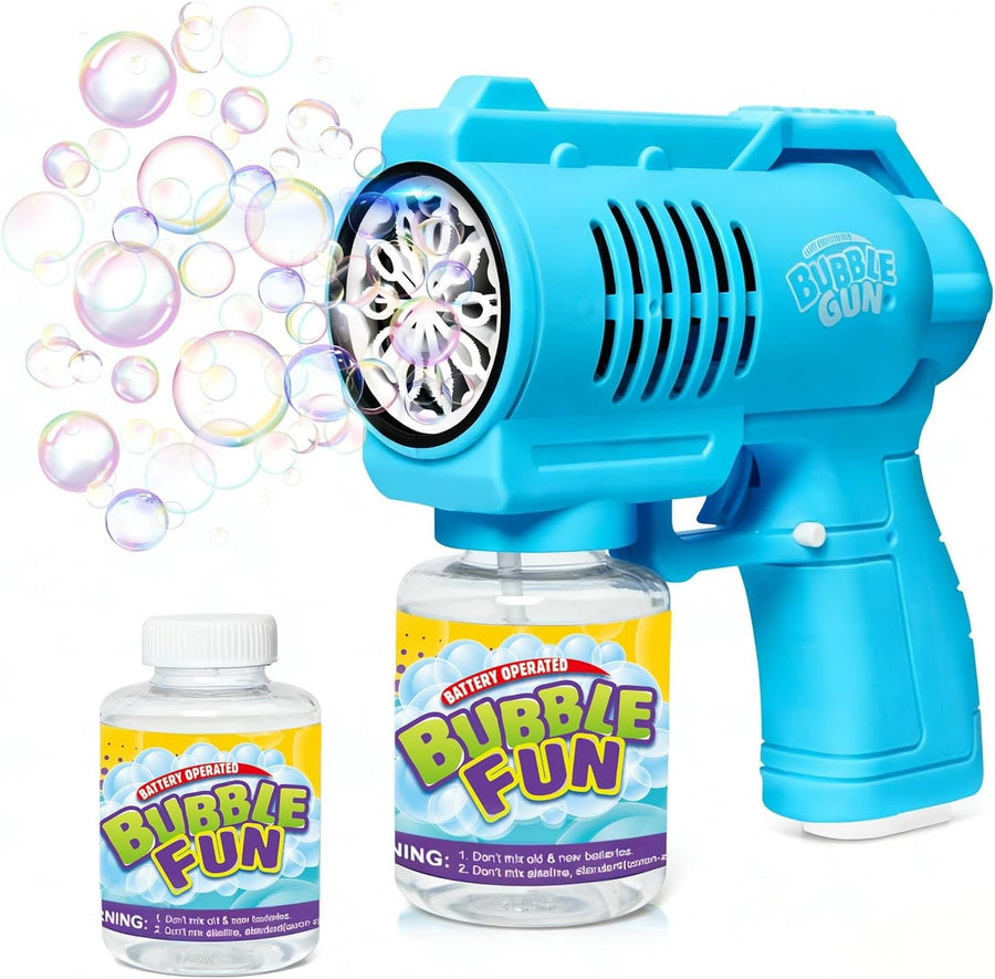 10 Hole LED Bubble Gun 10000+ Bubbles Kids Electric Toy Blue