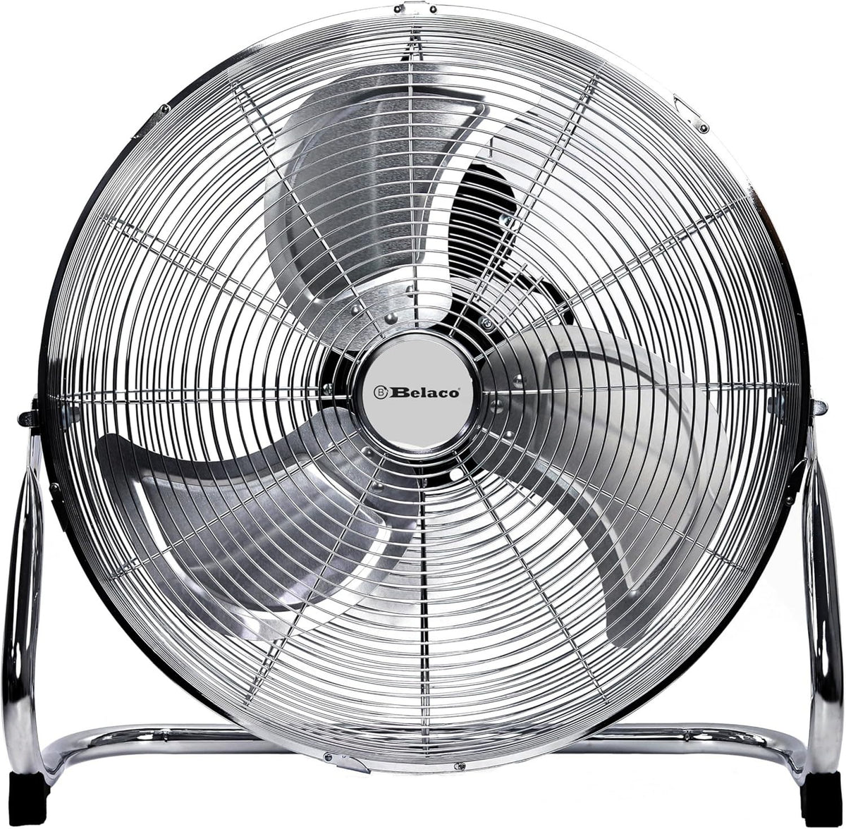 18" Chrome Metal Floor Fan High-Velocity 3-Speed Cooling Desk Floor Fan