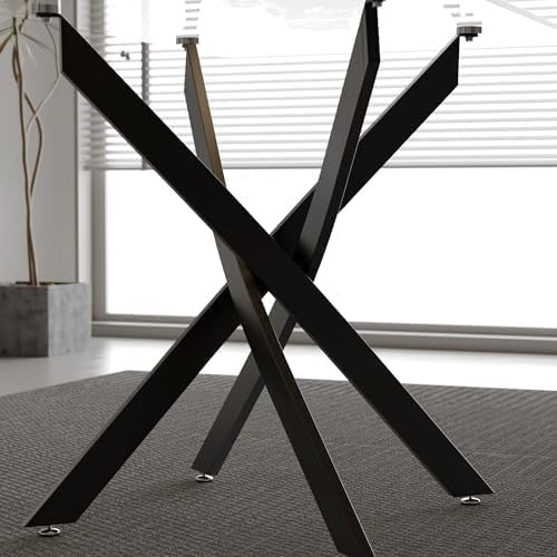 Rectangular Glass Dining Table 120x70cm 76cm Height Black Metal Legs
