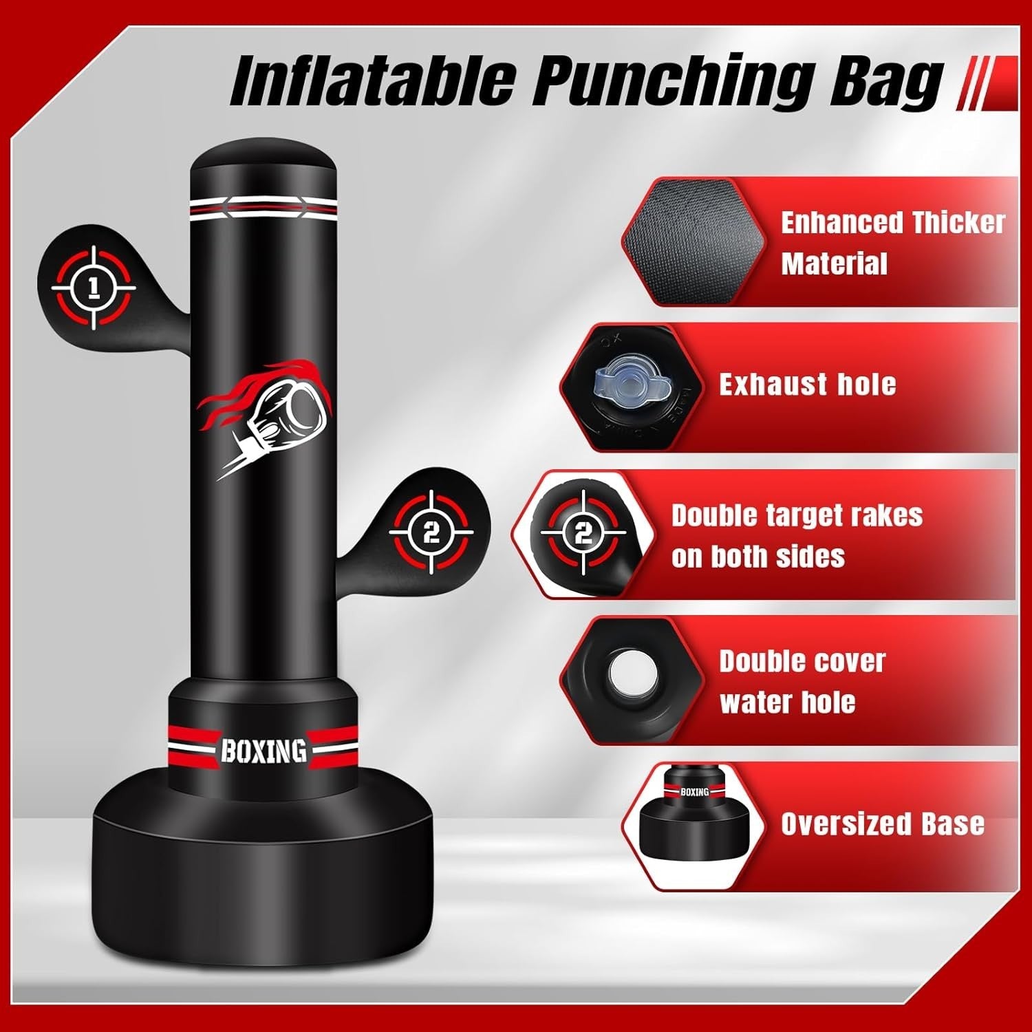 70 Inch Free Standing Inflatable Punching Bag Boxing MMA Training Set