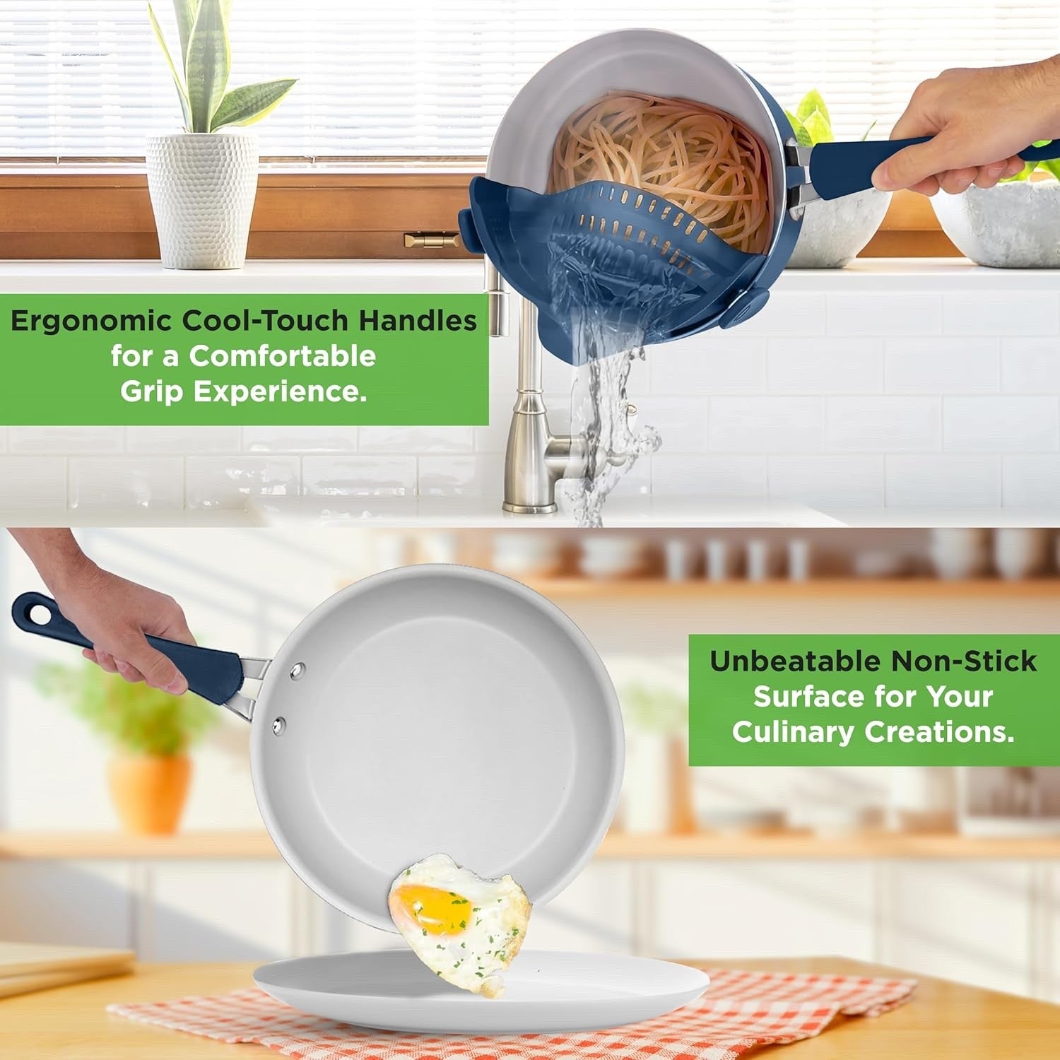 20pcs Navy Non Stick Cookware & Bakeware Set Induction Safe Pots Pans with Lids