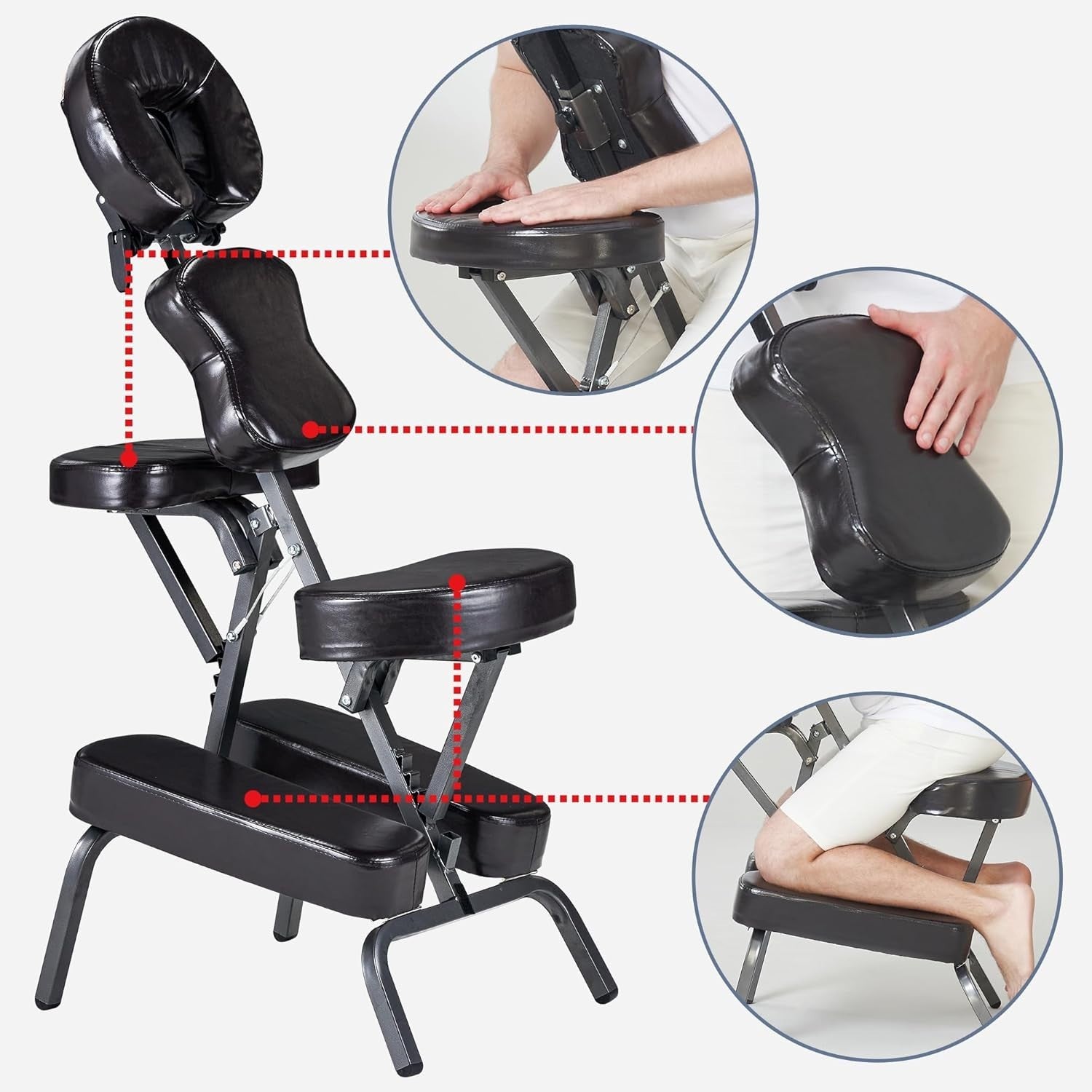 Portable Massage Chair Lightweight Adjustable Folding Tattoo Spa Therapy Coffee