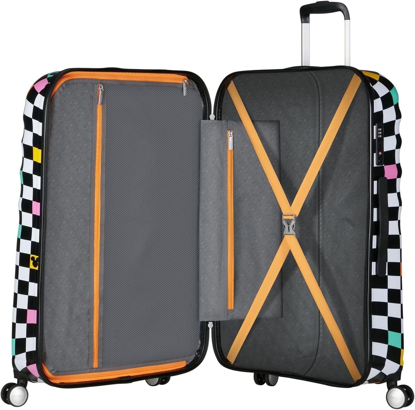Large Hard Shell Spinner Suitcase 77cm 96L Lightweight Check Pattern