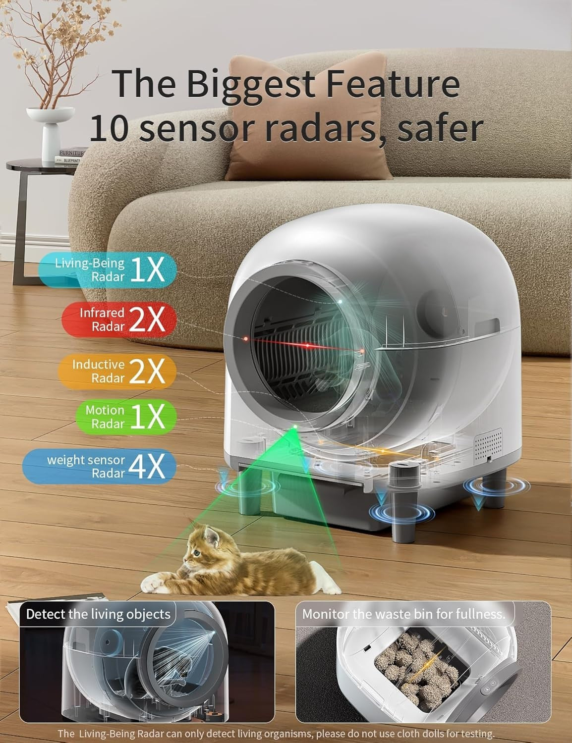 100L Self Cleaning Cat Litter Box App Control Odor Free Multi Cat