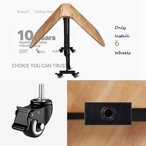 120CM Drop Leaf Folding Kitchen Table with 6 Lockable Wheels