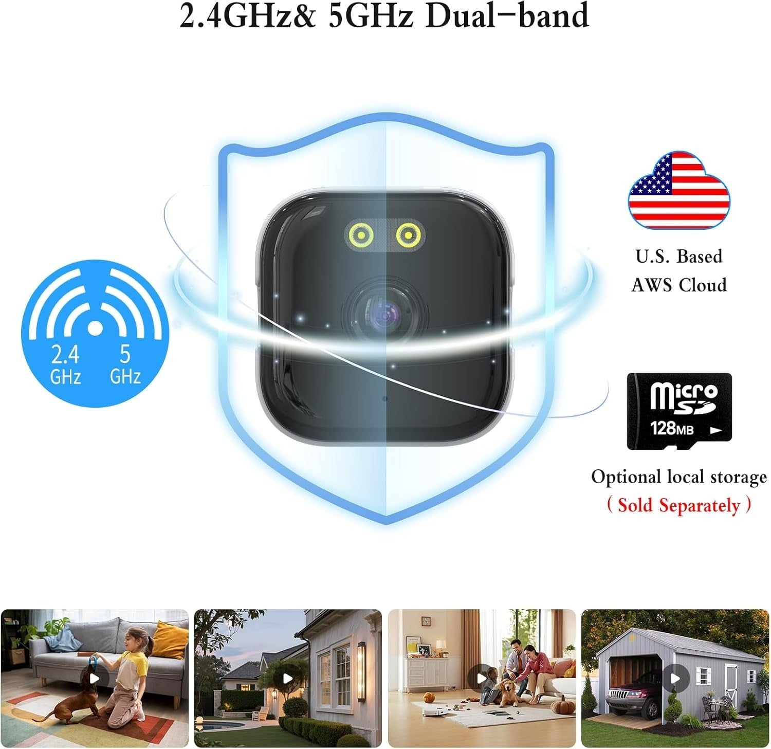 2K Window Security Camera WiFi 5GHz AI Detection 24/7 Recording