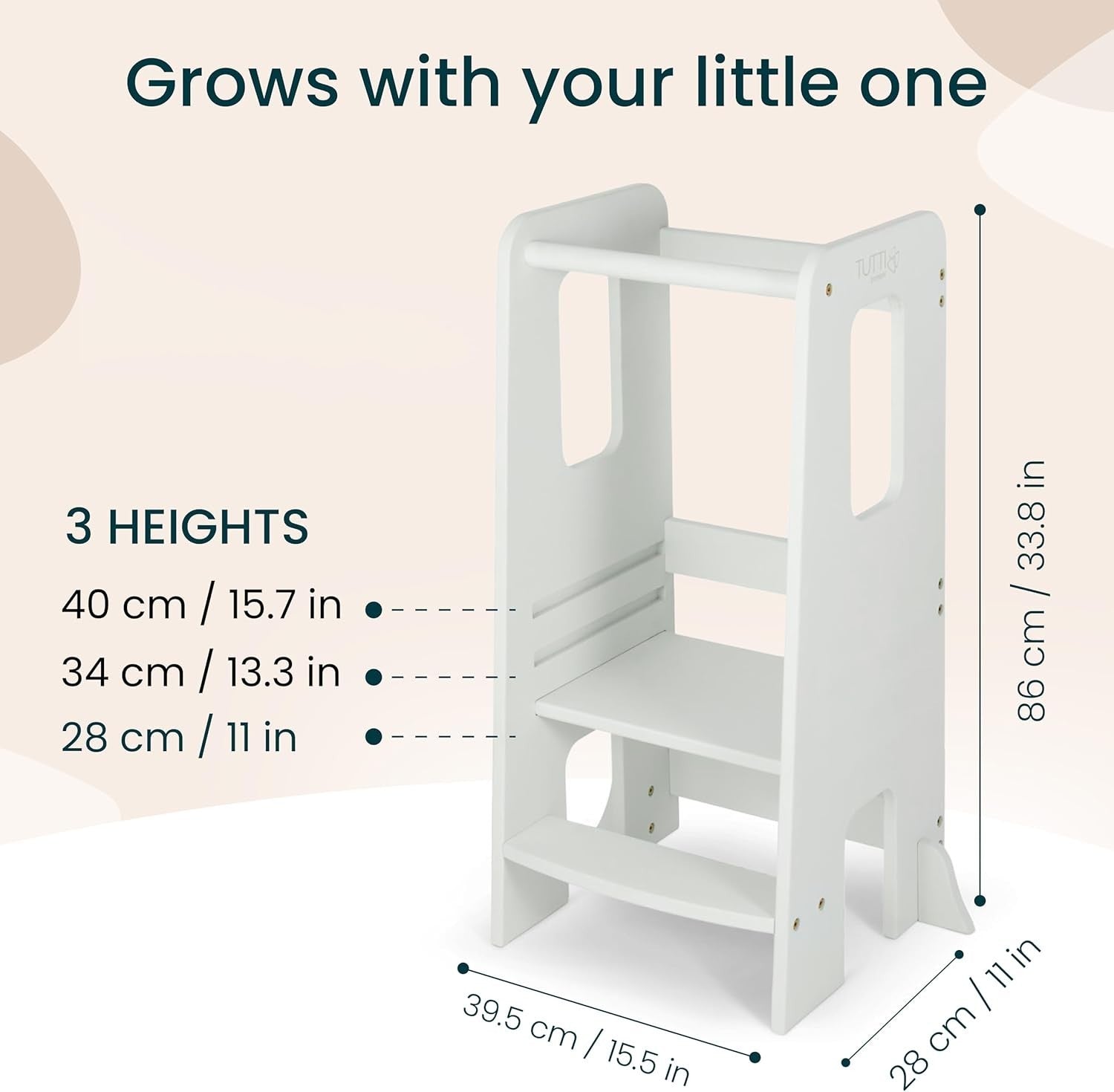 Kids Adjustable Learning Tower Stool with Safety Anti-Tip & Easy Setup