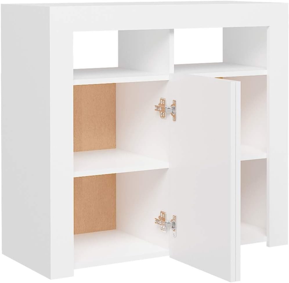 White LED Sideboard Cabinet RGB Lights Storage Unit for Living Room**