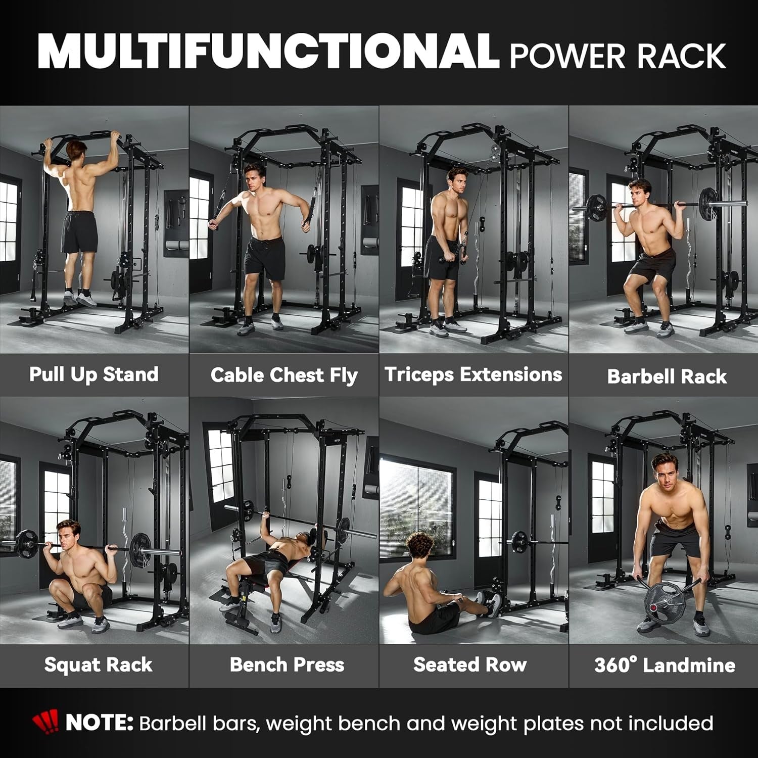 Cable Crossover Machine Power Cage Squat Rack Home Gym System