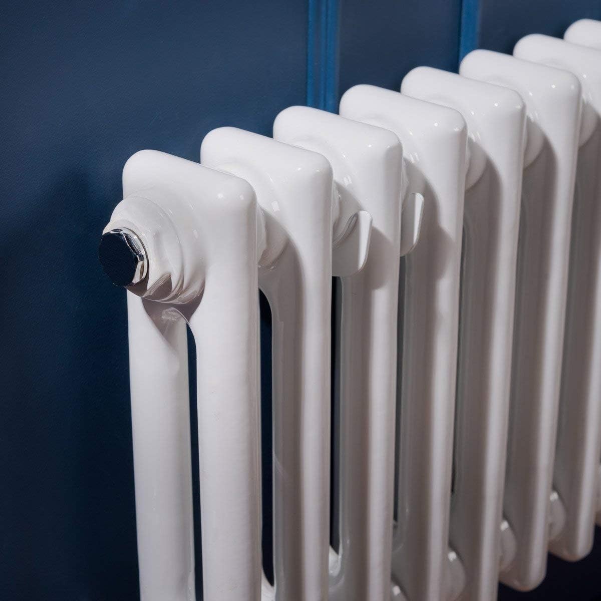 Double Column Horizontal Radiator 300x1460mm White Cast Iron Style