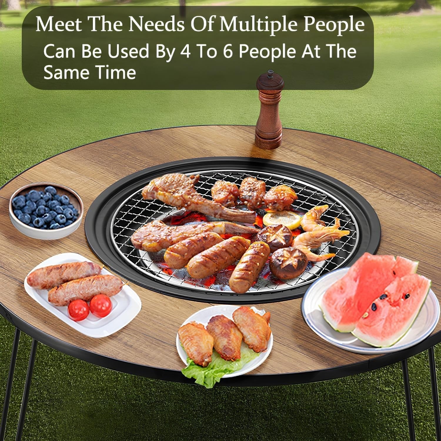 Portable Korean Charcoal BBQ Grill Table Set Outdoor Folding