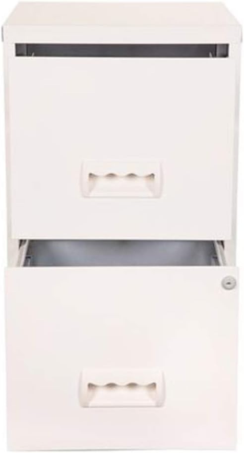 White Lockable Metal Filing Cabinet 2 Drawer A4 Office Storage