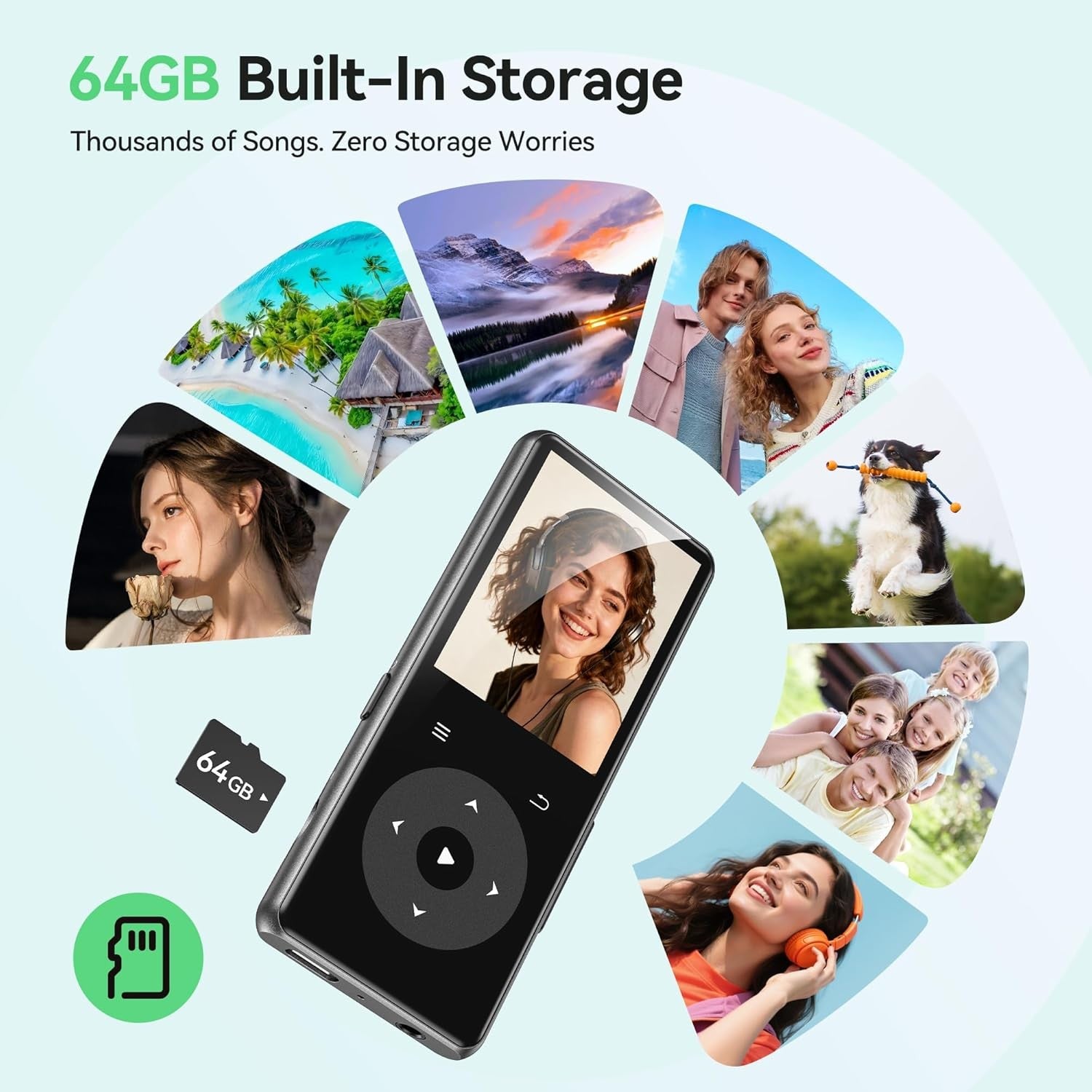 64GB Bluetooth MP3 Player 1.8" Touch Screen FM Radio Portable Sports Player