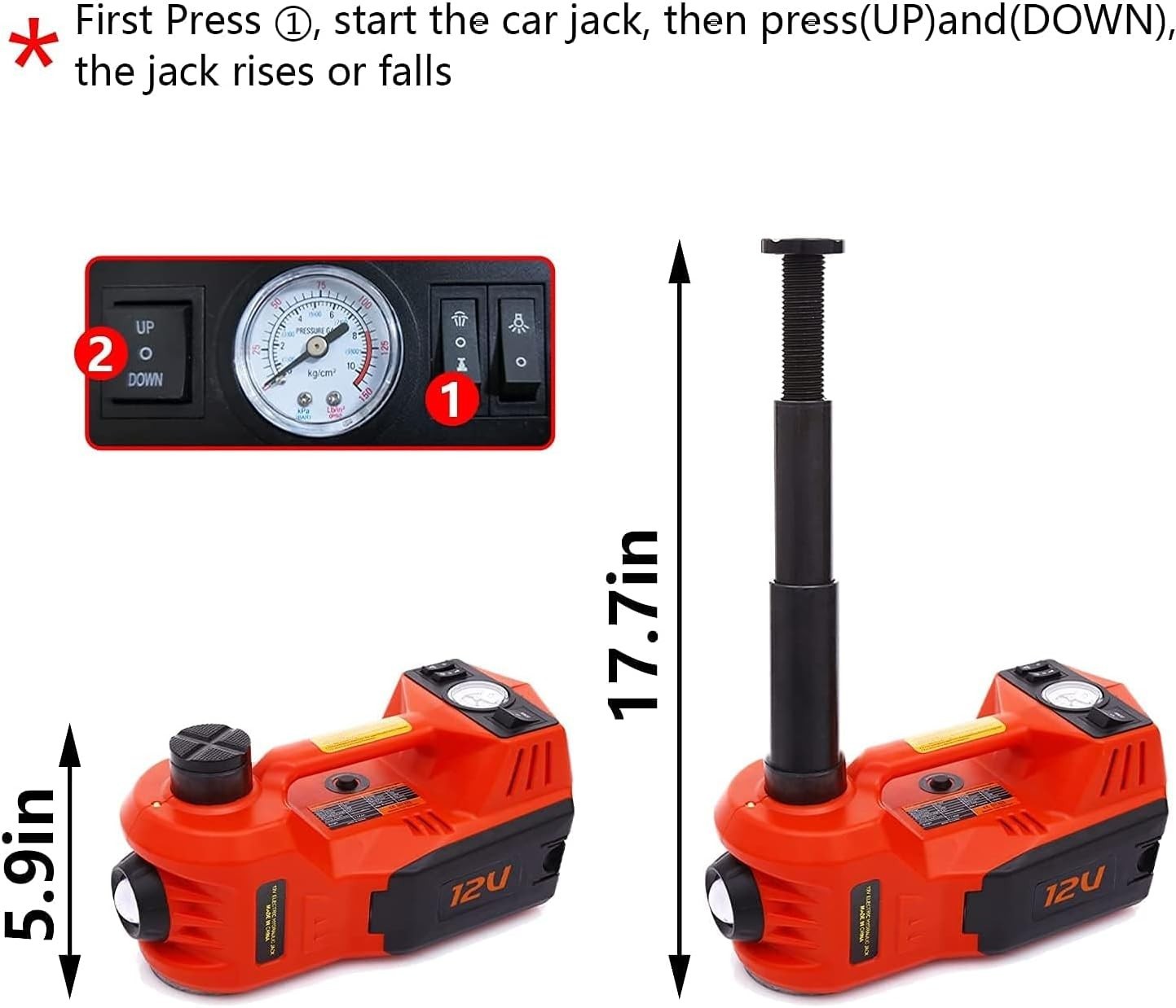 5 Ton 12V Electric Hydraulic Trolley Floor Jack 135–360mm Car Lift Kit