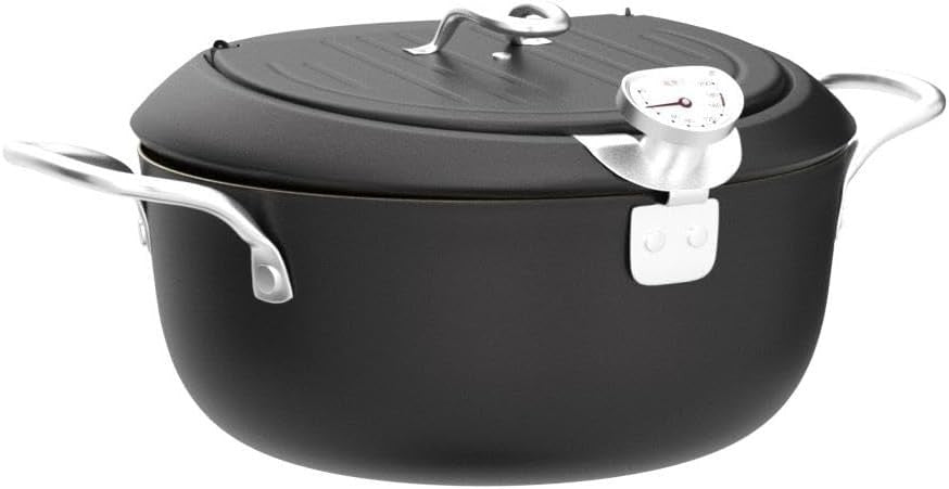 Japanese Tempura Fryer Pot 2.3L 8in With Thermometer Nonstick