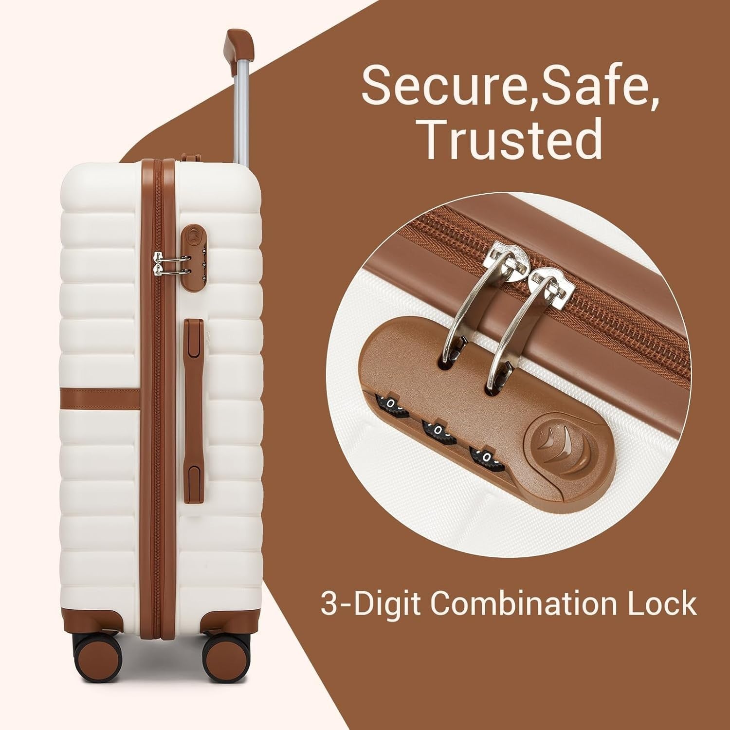 24'' Medium Check In Suitcase ABS PC Hard Shell Spinner Wheels Lock