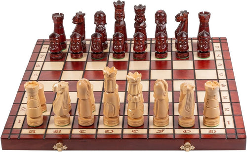 50cm Luxury Inlaid Wooden Chess Set – Handcrafted Folding Board & Tall Weighted