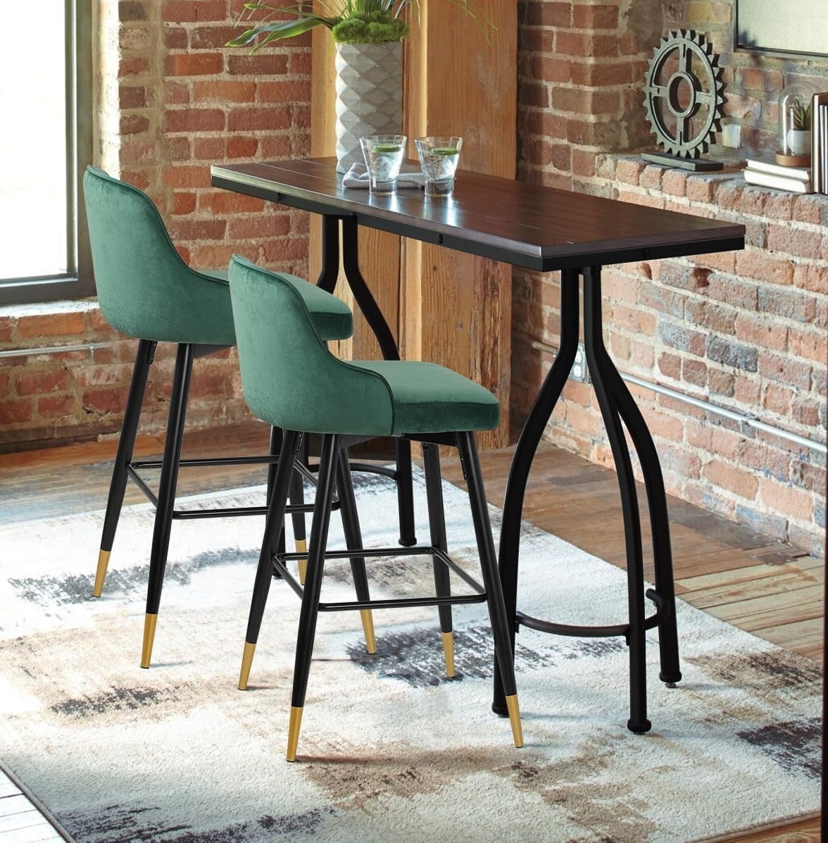 Green Velvet Swivel Bar Stools Set of 4 – Luxury Bar Height Chairs