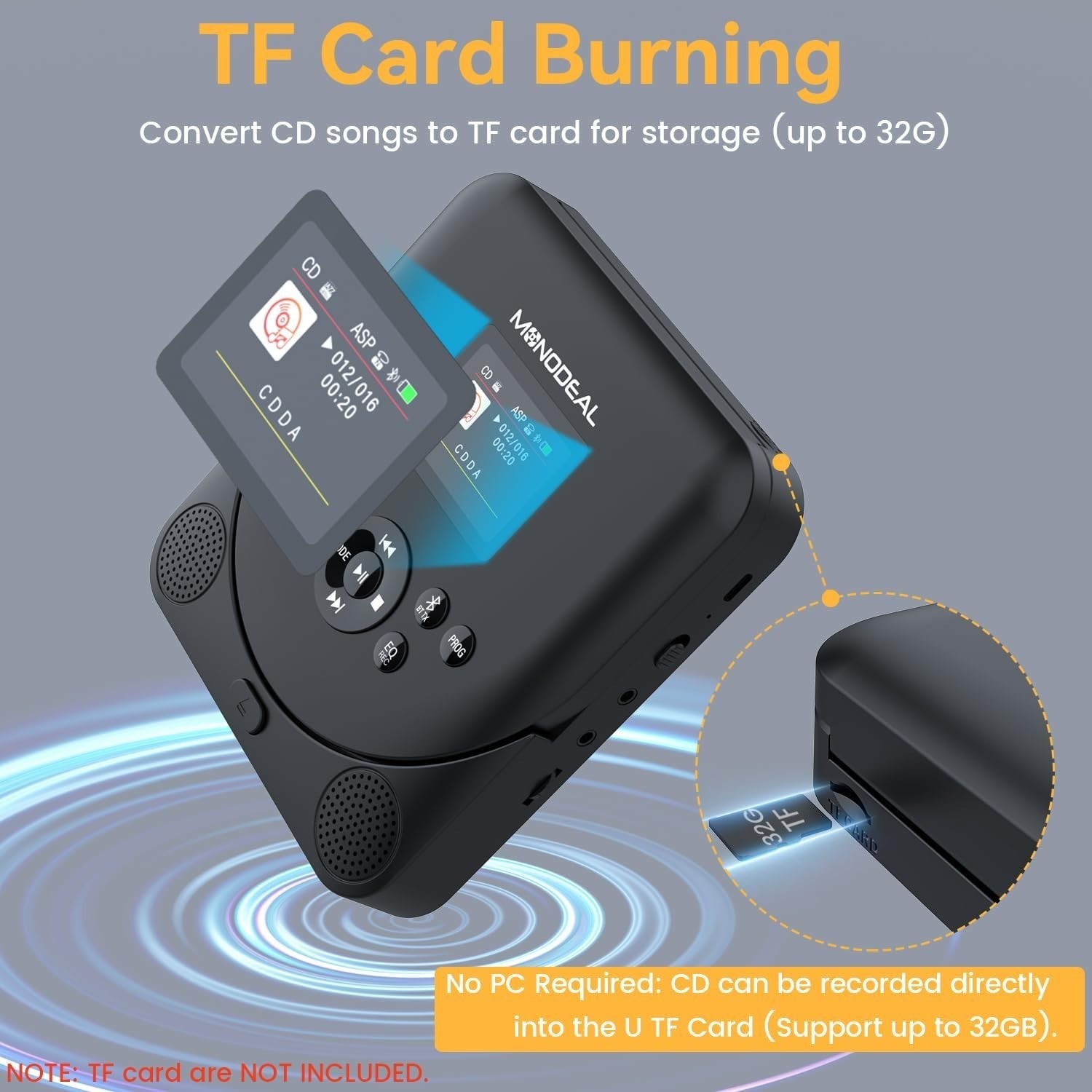 Portable CD Player Bluetooth TFT Display Rechargeable Anti Skip