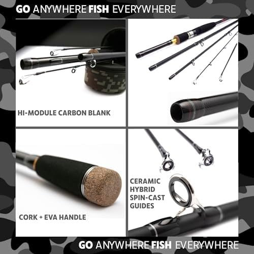 Predator Max Spin & Baitcast Travel Rod 4-Section 2 Tips Carbon Rod