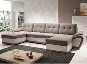 U-Shape Sofa Bed with Storage & Sleep Function Beige-Cream Modern Couch