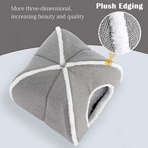 Cat Cave Bed Indoor Cat House Tent Soft Washable Cushion Gray L
