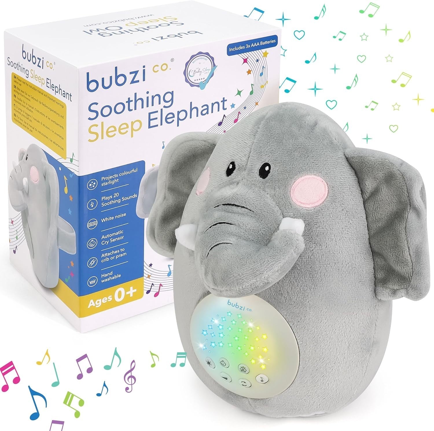 Elephant Baby White Noise Sound Machine with Night Light, Portable Sleep Aid