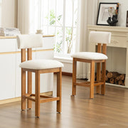 Retro Mid Century Bar Stools Set of 2 Cream Boucle Padded Kitchen Island