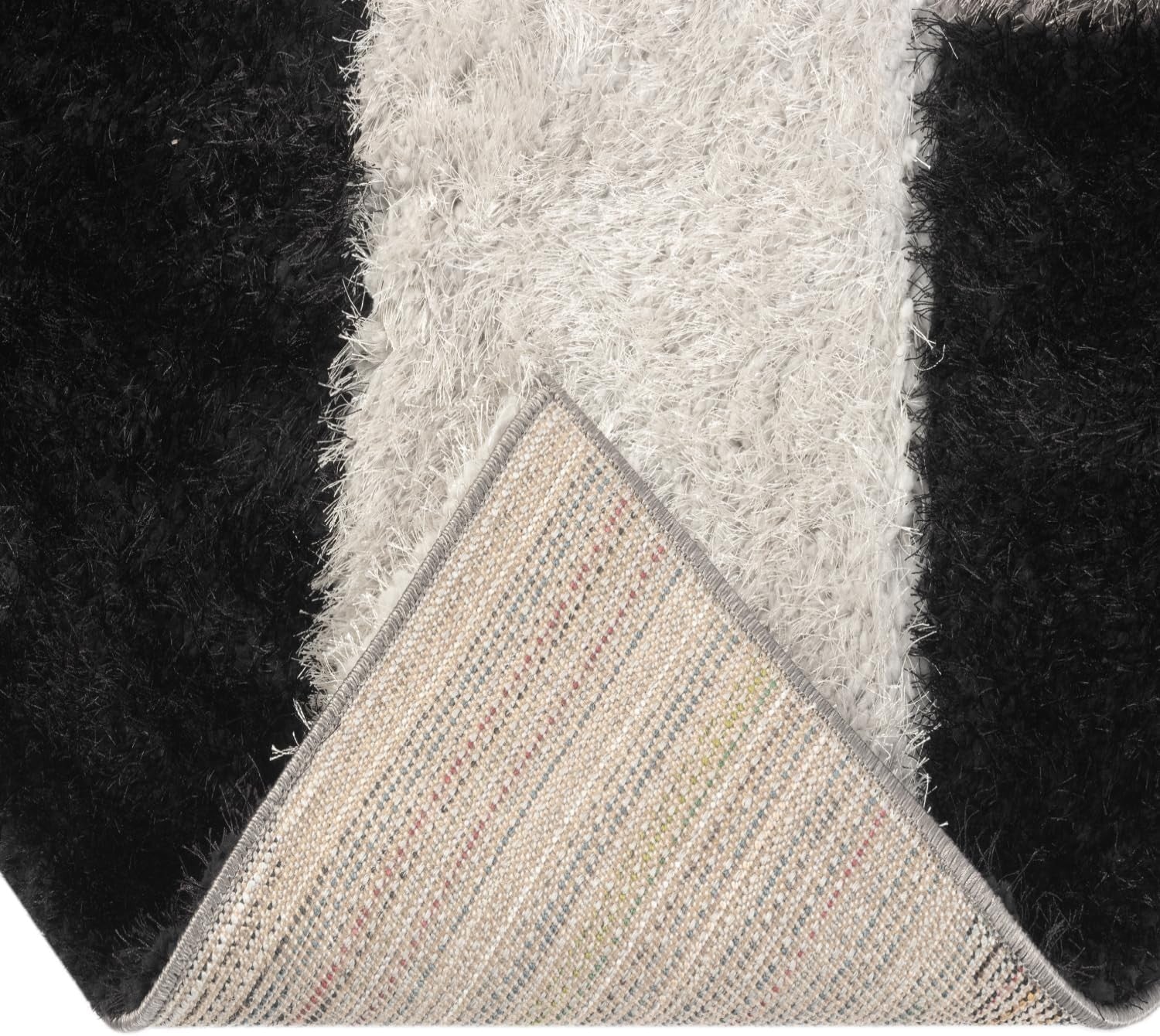 Black Grey Shaggy Rug 120x170cm Soft Non Shed Modern Living Room Carpet