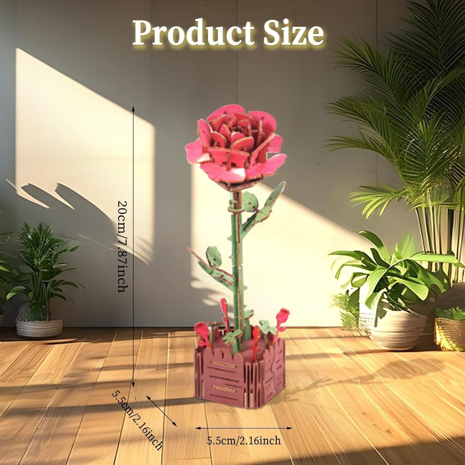 3D Wooden Flower Puzzle DIY Kit – Romantic Valentine’s Gift, Easy Assembly