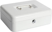 Lockable Cash Box Money Tray Coin Organizer Safe Box with Keys White