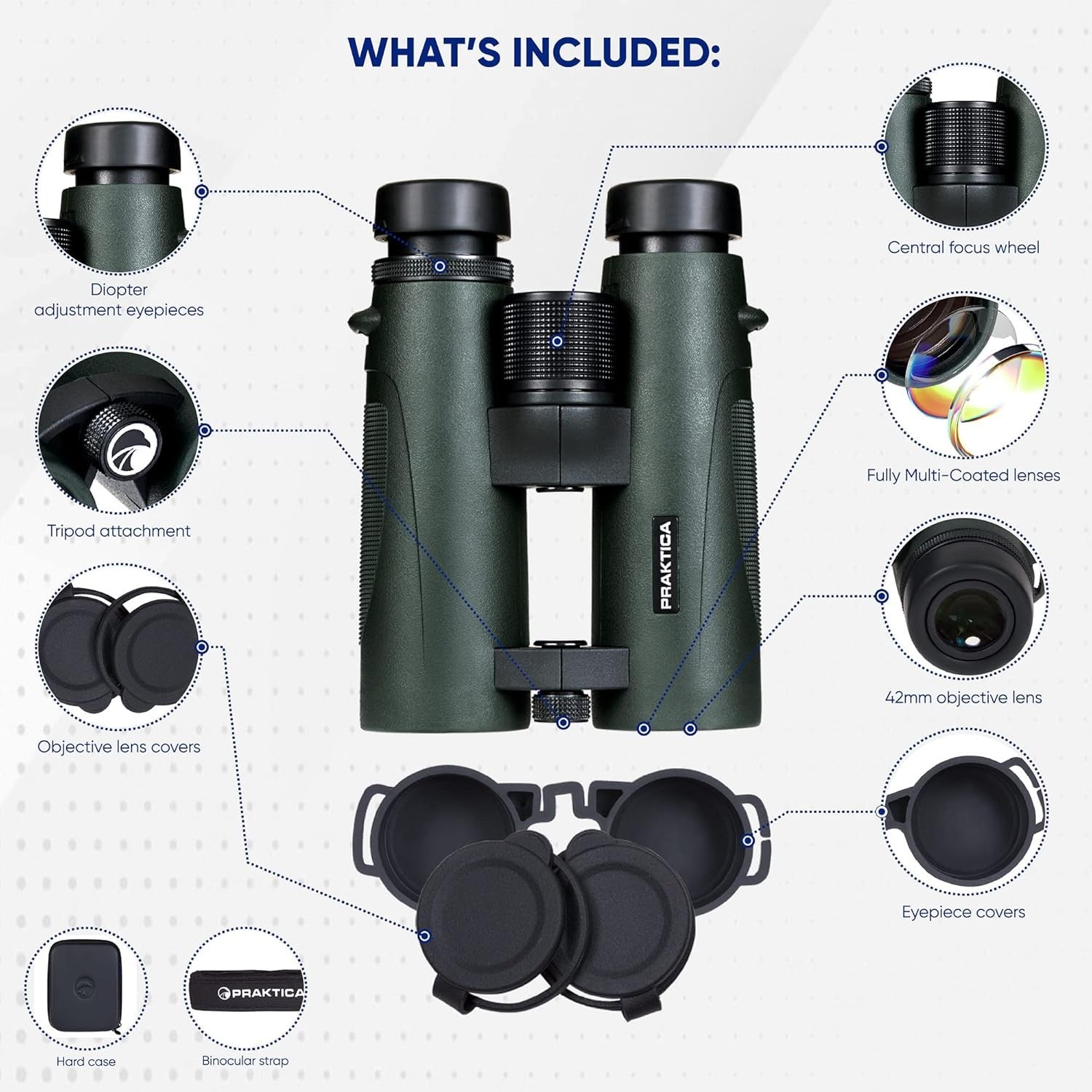 High Power 8x42 ED Binoculars Waterproof HD Optics for Bird Watching Hiking