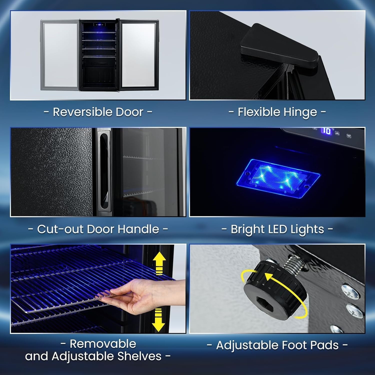 78L Mini Fridge Beverage Cooler 116 Can LED Glass Door Freestanding