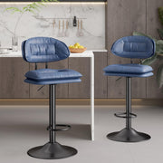 Adjustable Swivel Bar Stools Set of 2 | Blue Faux Leather Counter Height