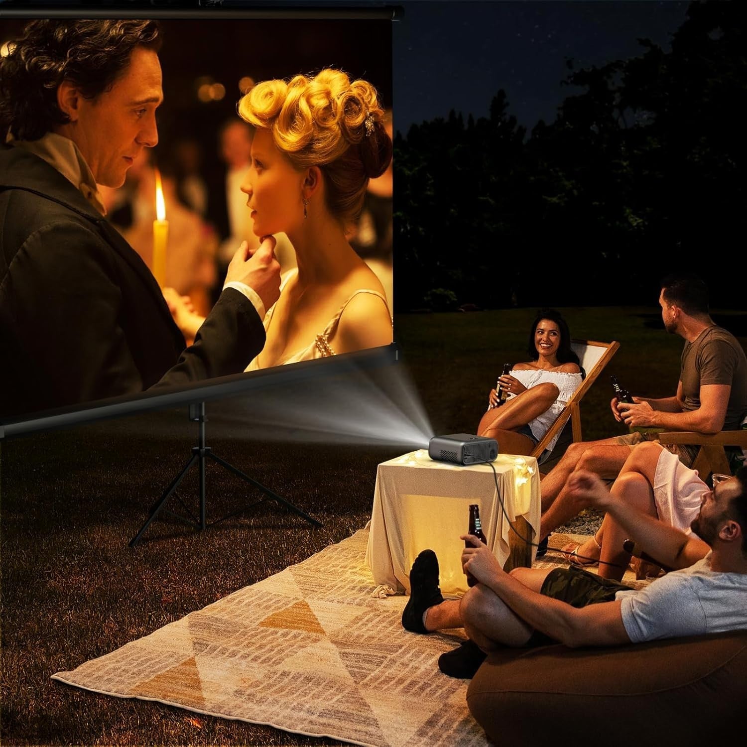 1080P Smart Projector 400 ANSI WiFi 6 Bluetooth Electric Focus 300"
