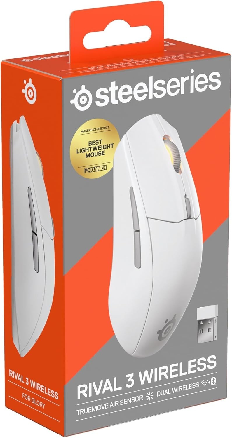 Wireless Gaming Mouse 18000 DPI Bluetooth 2.4GHz 60M Click White