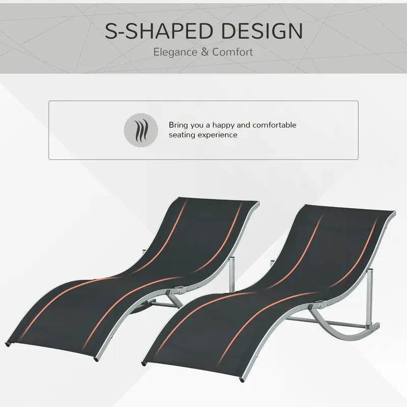 Set of 2 S-Shaped Folding Sun Lounger Reclining Chairs Garden Patio