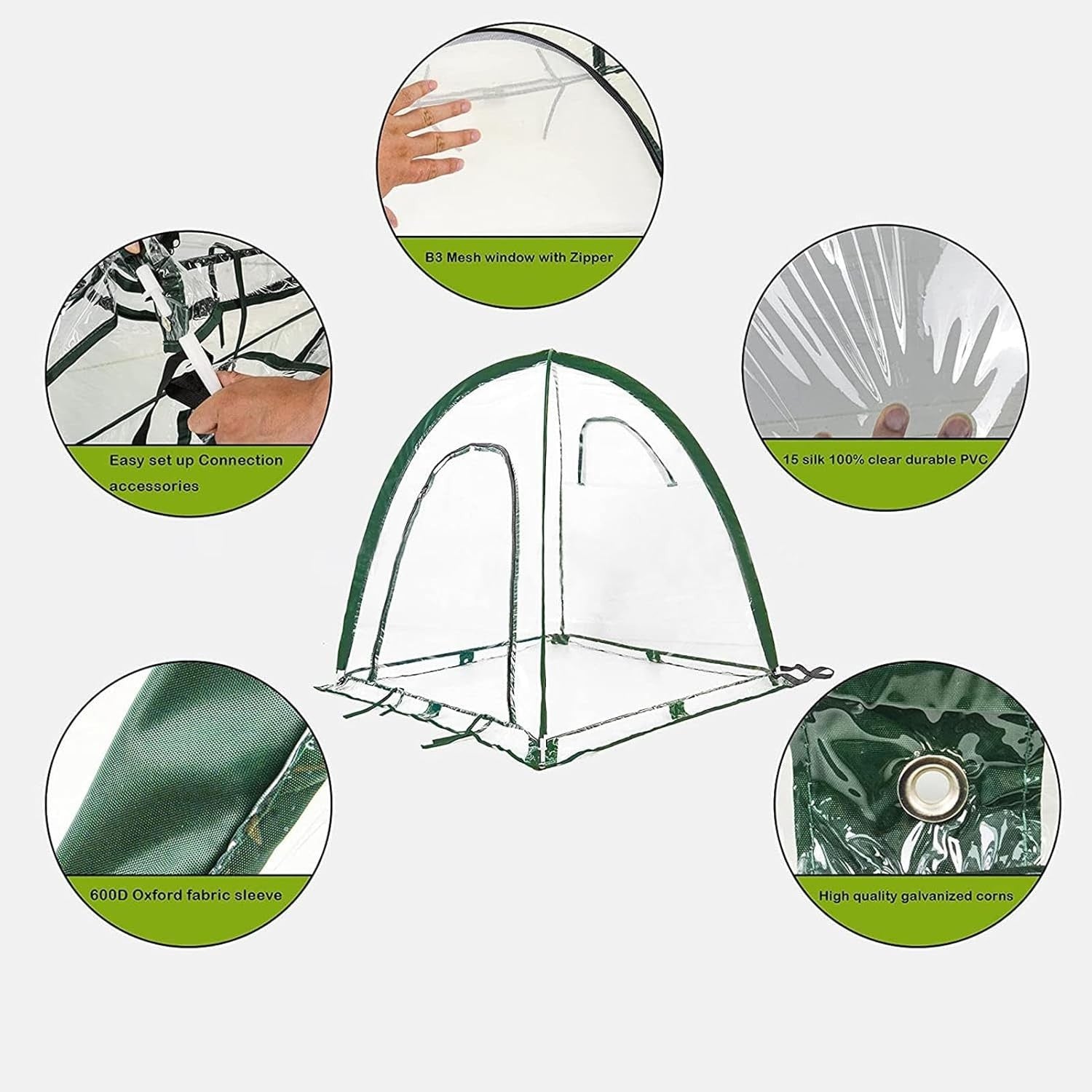 Portable PVC Pop-Up Greenhouse Tent Cold Frost Plant Protector 43x43x41cm