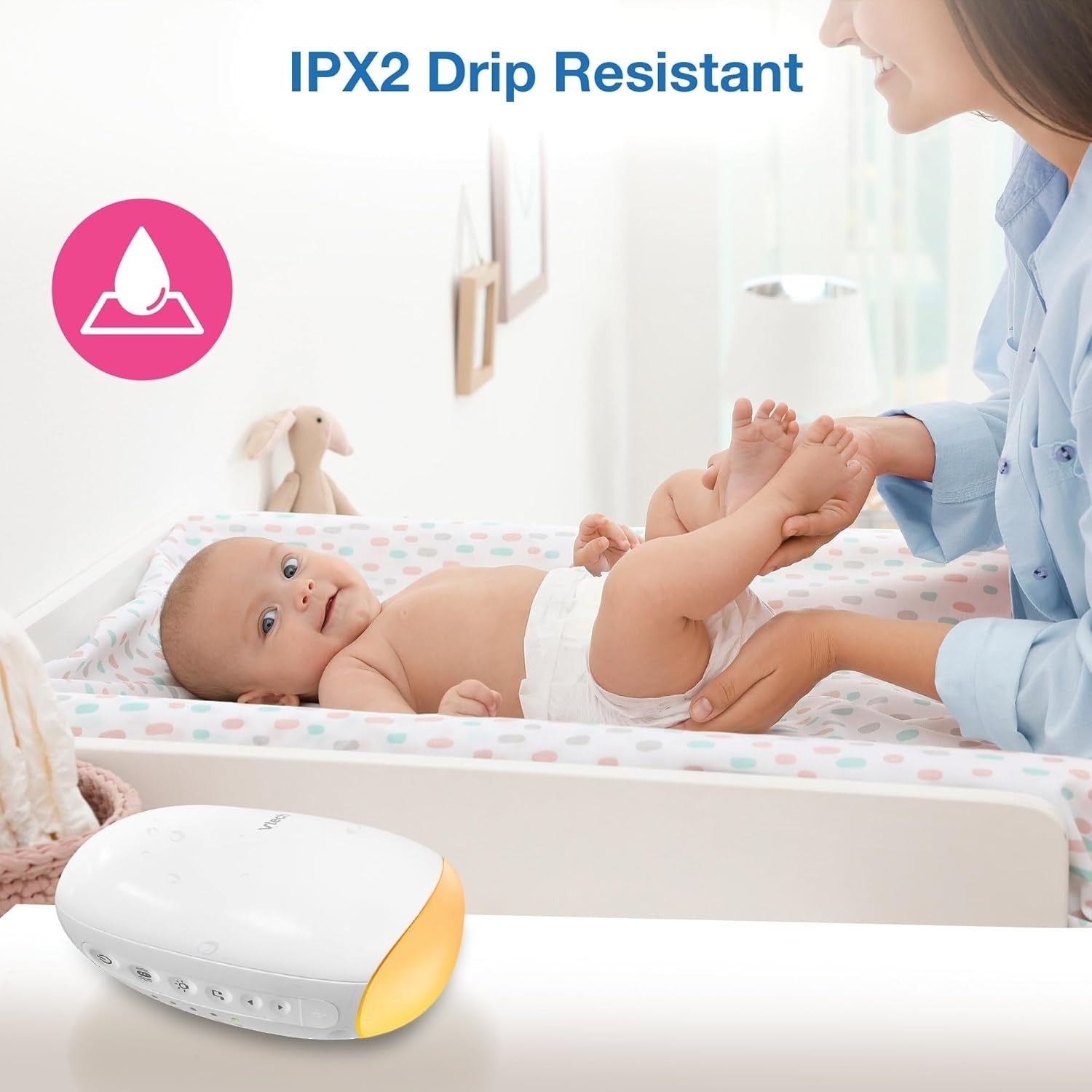 Portable Baby Stroller Rocker with Soothing Songs, Amber Night Light & USB-C