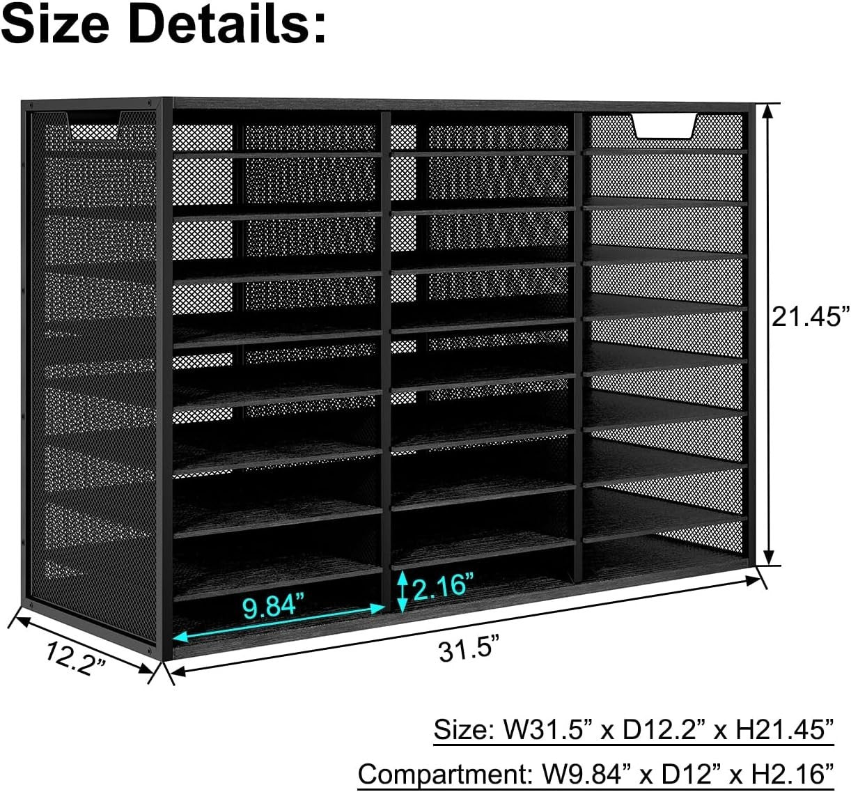 27-Slot Desk Organizer Mesh Letter Paper Filing Tray Stackable