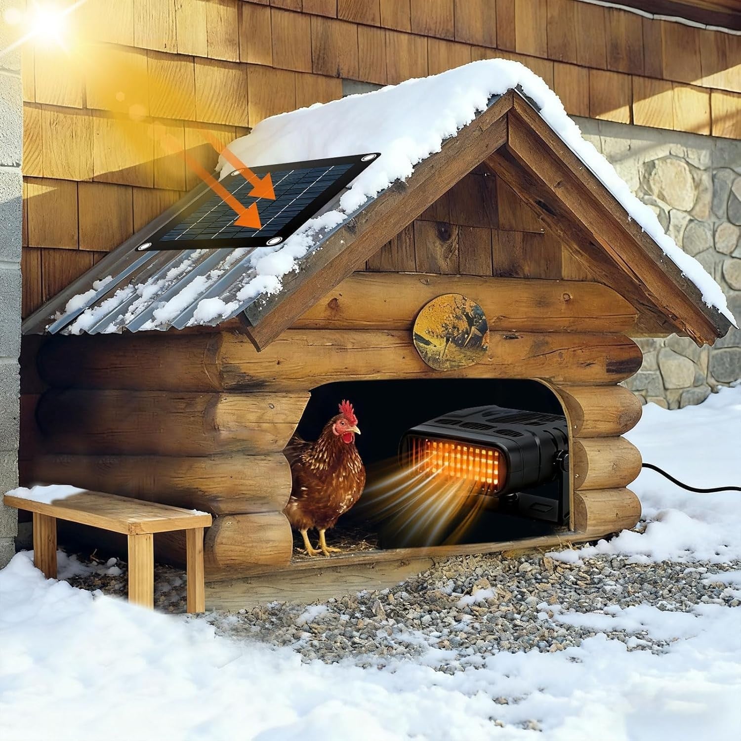30W Solar Chicken Coop Heater Panel Kit Warm Air Blower