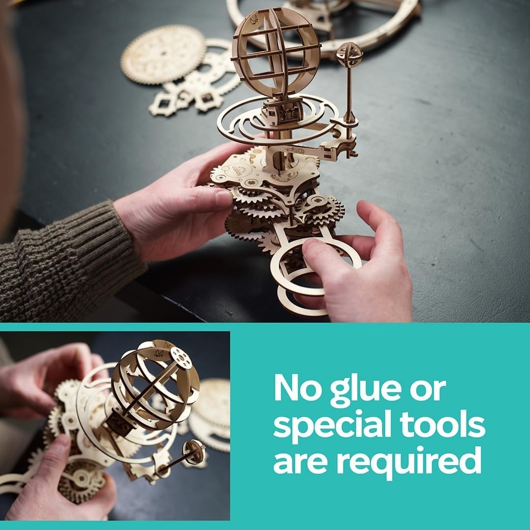 3D Wooden Solar System Puzzle Model Kit – Mechanical Gears, Educational