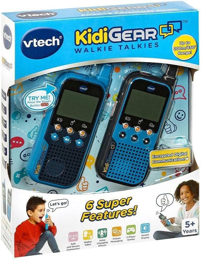 Kids Walkie Talkies 65ft Range Digital Screen Voice Effects Outdoor Toy
