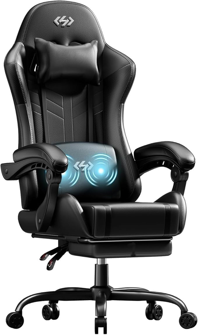 Massage Gaming Chair Recliner w/ Footrest Ergonomic Lumbar PC